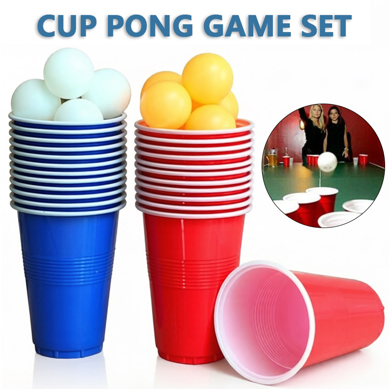 Table Tennis Olympics - مجموعة لعبة بير بونج وأكواب للحفلات